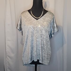 White House Black Market Shiny Silver Top